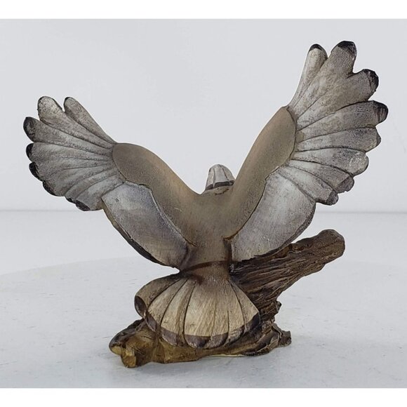 Hand Painted Bald Eagle Taking Off Figurine Faux Wood Resin Vintage Bird - Picture 8 of 8